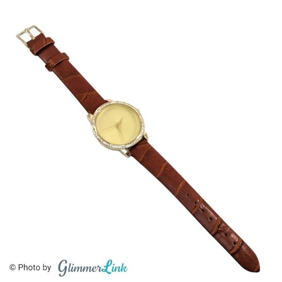 Manhattan by Croton Womens Brown Leather Strap Watch NWOT - Picture 2 of 10